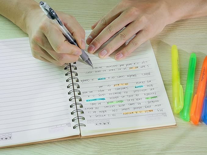 6 Pack Spiral Notebooks 5.83"x8.27", 200 Pages A5 Spiral Notebook Journal, with Kraft Hard Cover, Ruled Lined Paper, for Work, School, College Students, Gifts