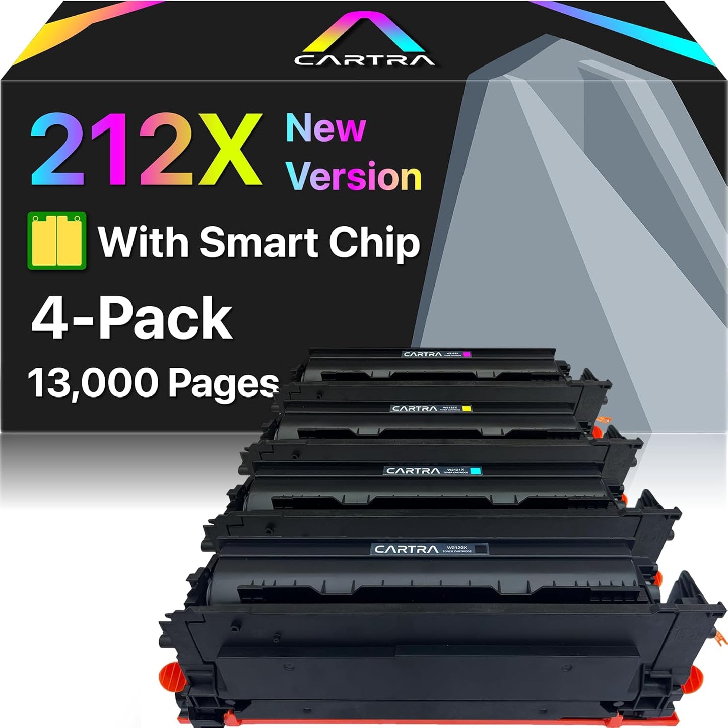 CARTRA 212X High Yield Toner Cartridges 4 Pack for HP Color Laserjet Enterprise Flow MFP M578c, M578z, M554dn, M555dn, M555x, M578dn, M578f, M578, M554, M555 Series Printer