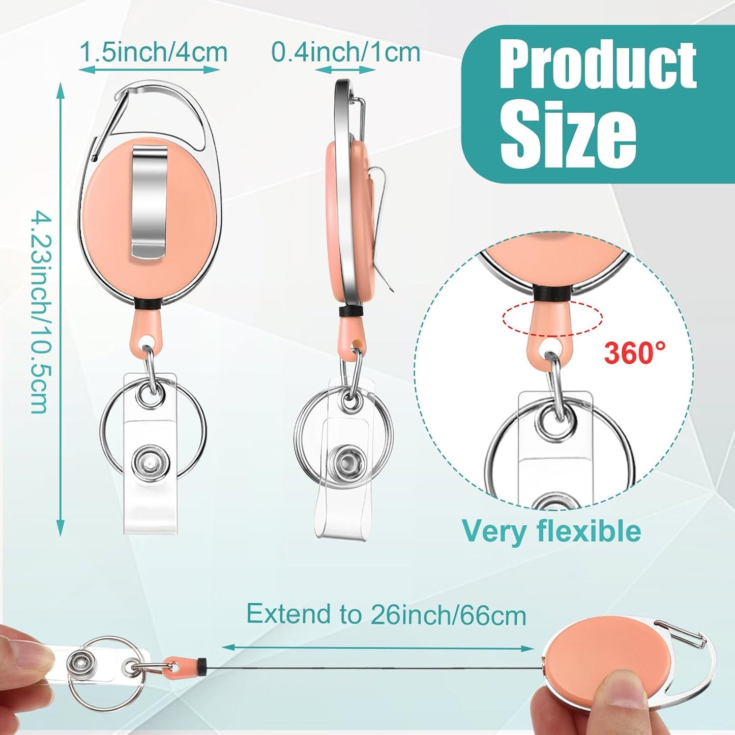 Honoson 30 Pcs Heavy Duty Retractable Badge Reels Batch ID Badge Holder Retractable Clip Bulk Key Holder with Ring for Office Worker Employee, Doctor Nurse Gifts (Vibrant Color)