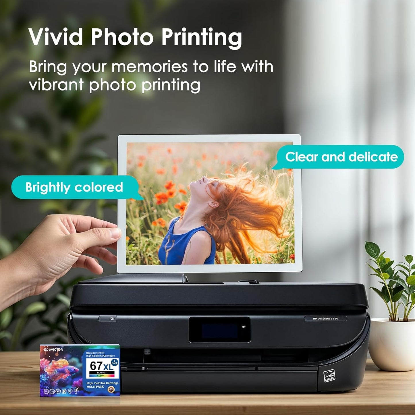 EcoVictor Remanufactured 67XL Ink Cartridge Replacement for HP Ink 67 XL HP67XL Black and Color Combo 2 Pack for DeskJet 4155e 2755e 2700 2700e 4100 4100e 2320 Envy 6000 6055 6400 6055e 6455e Printer