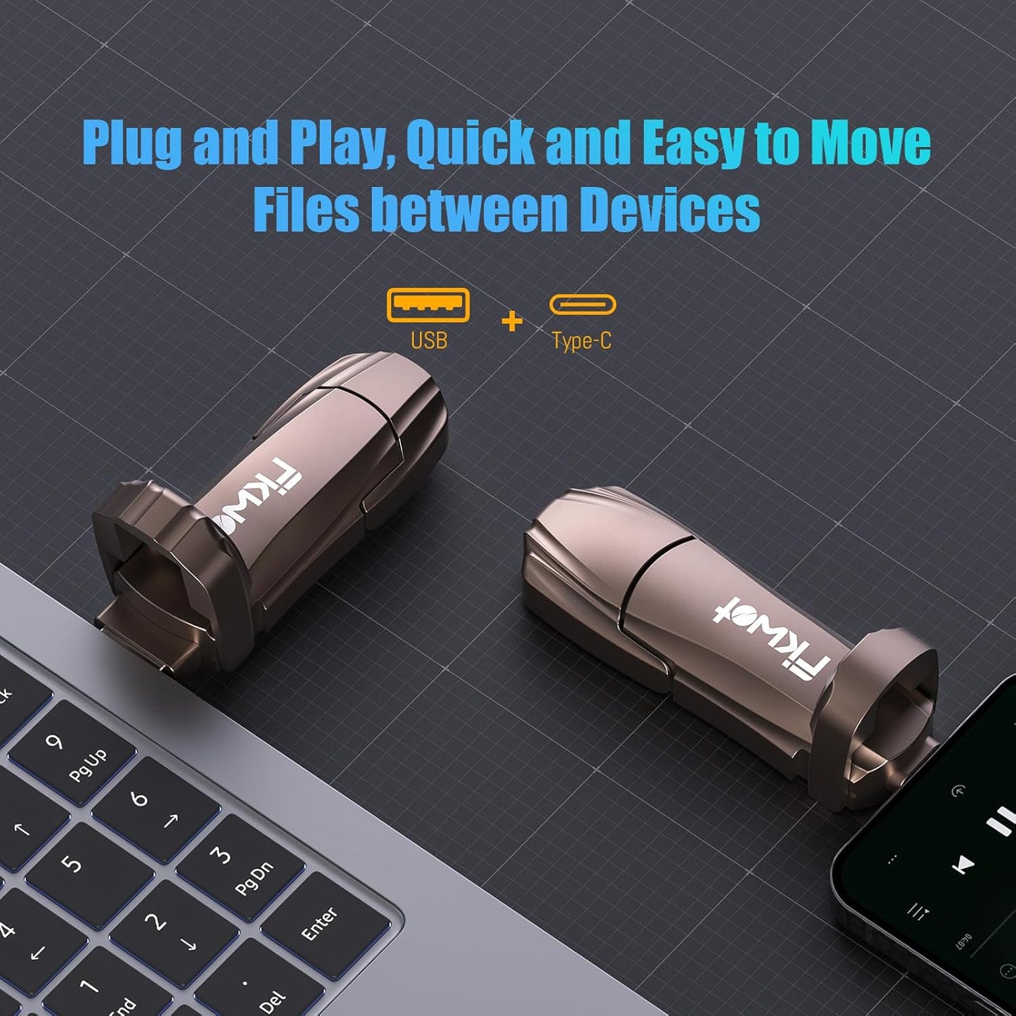 External SSD USB Flash Drive 512GB, Up to 2050MB/s 2-in-1 Type C+ USB A USB3.2 Gen2 Solid State Thumb Drive SSD Stick for iPhone 15/16/Android/Windows/Mac/PC/Laptops