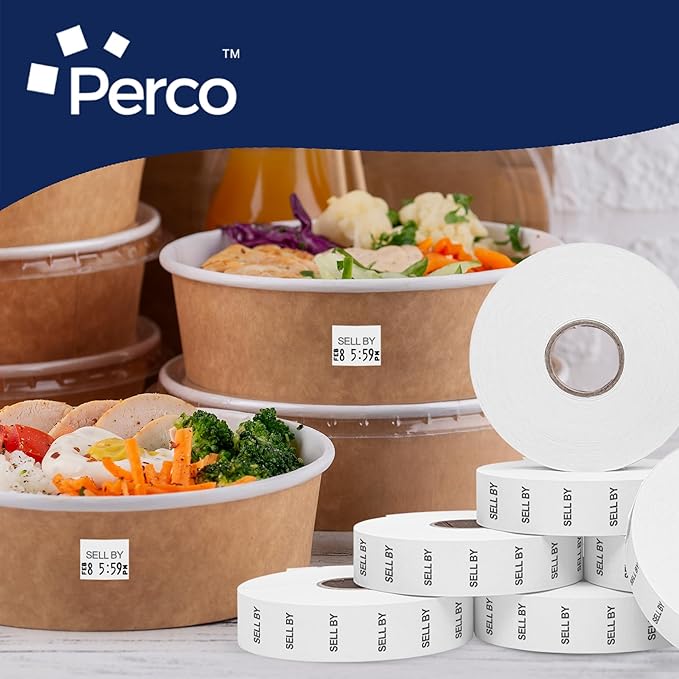 Perco Sell by Labels for Monarch 1136 Price Gun - 8 Rolls, 14,000 Marking Labels