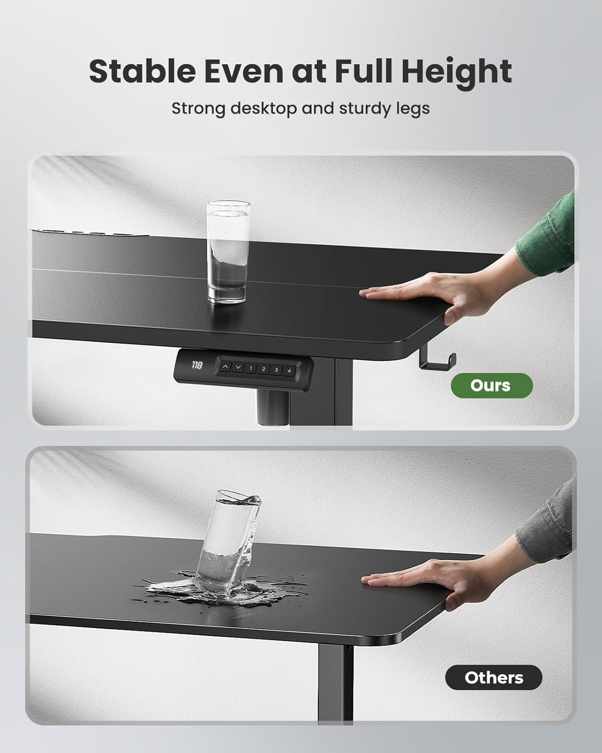 Marsail Electric Standing Desk, Adjustable Height Stand up Home Office Desk Large 55x24 Inch Sit Stand Computer Desk, with 4 Memory Presets, Headphone Hook,Cable Organizer, Black