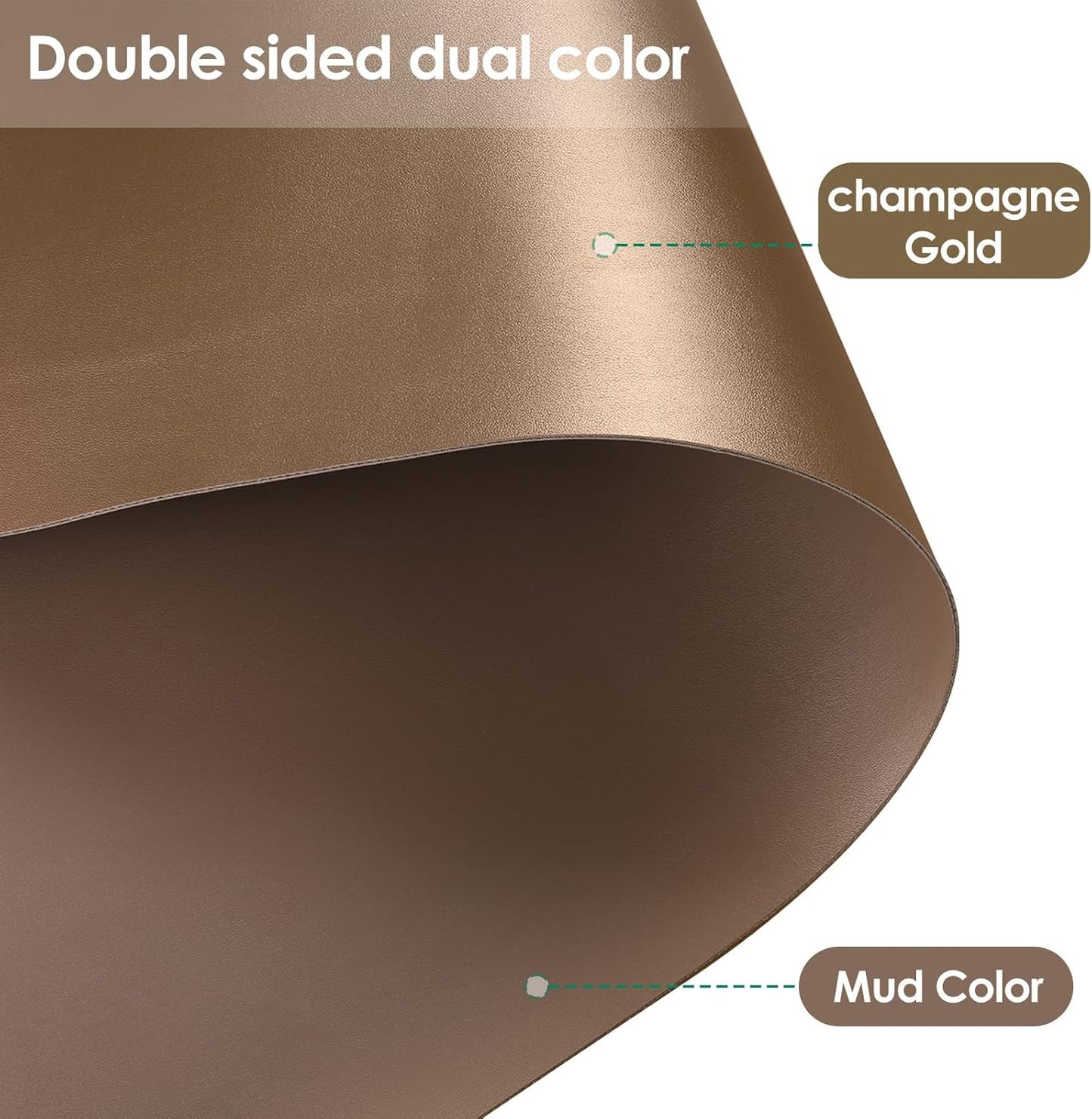 Leather Table Cover,1.8mm Thick,48x72 Inch Table Protector,Table Protector for Dining Room Table,Dining Table Cover,Table Cover Protector,Table Top Protector(Mud Color+Champagne Gold,48x72)