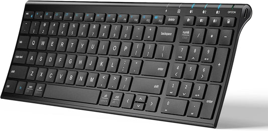 iClever BK10 Bluetooth Keyboard, Universal Bluetooth 5.1 Wireless Keyboard with Number Pad, Ergonomic Design, Multi-Device Compatibility, Stable Connection for Mac, iPad, iPhone, Android, Windows