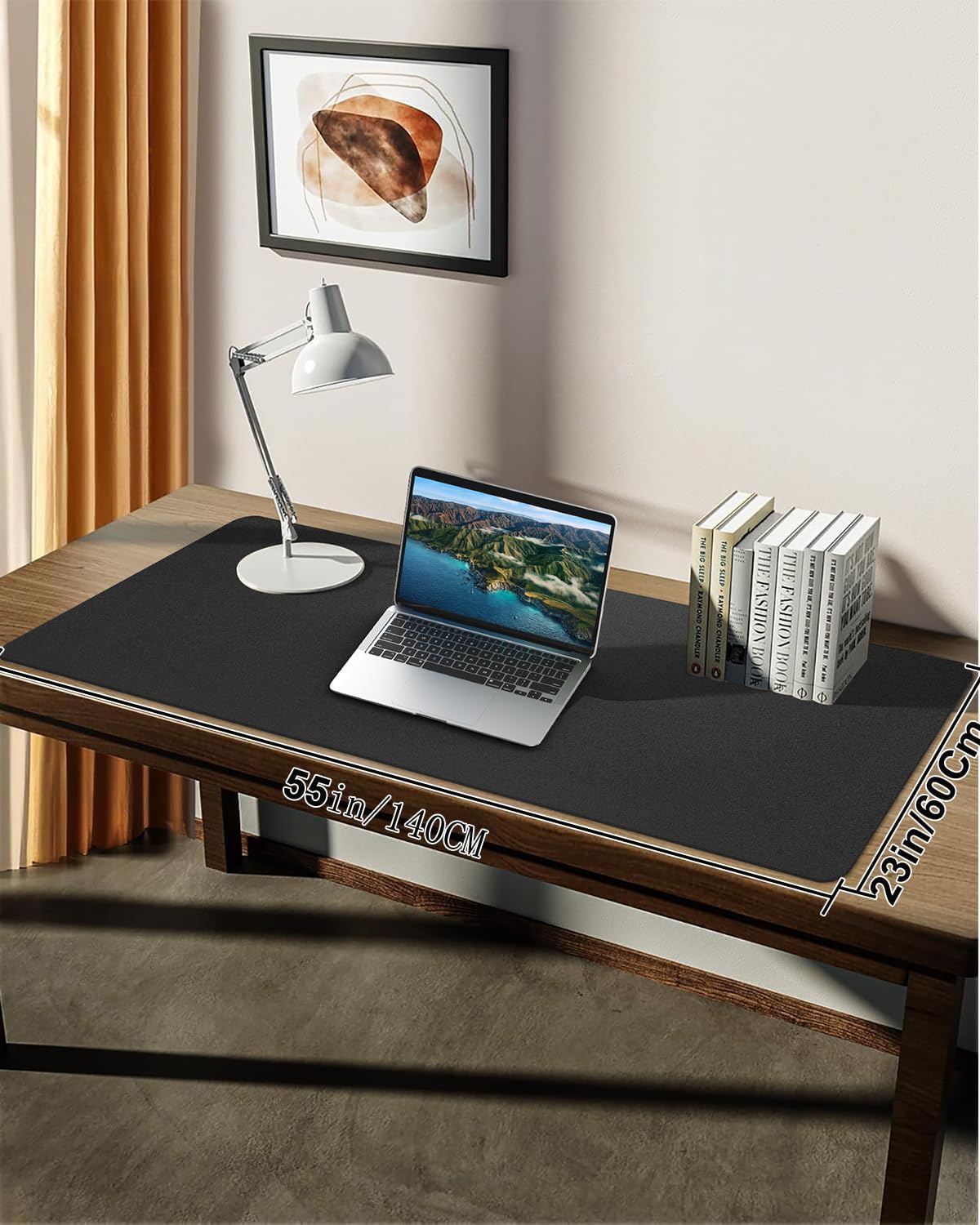 Desk mat Large, Leather Desk Pad Protector,Office Desk Mat,Mouse Pad, Non-Slip Desk Blotter, Laptop Desk Pad, Waterproof Desk Writing Pad for Office&Home (Black, 55" x 24")