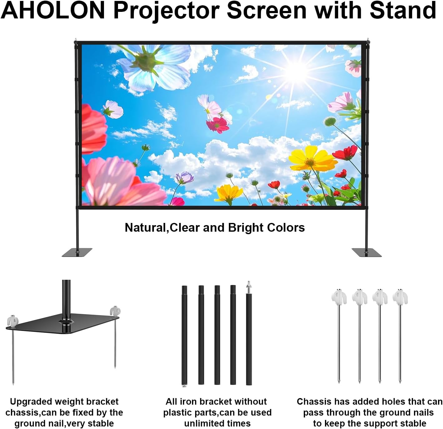 Outdoor Projector Screen with Stand - 100 Inch Portable Projector Screen Indoor and Outdoor Projector Screens 16:9 5K HD Wrinkle Free Lightweight Movie Screen with Carry Bag,Enioy Movie Nights