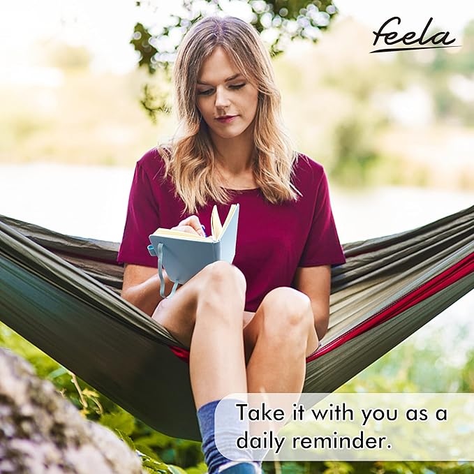 feela 15 Pack Pocket Small Notebooks Bulk, Mini Cute Memo Notepads Hardcover College Ruled Lined Journals with Pen Holder for Women Girls Office School, with 15 Black Pens, 3.5”x 5.5”, A6, Light Blue