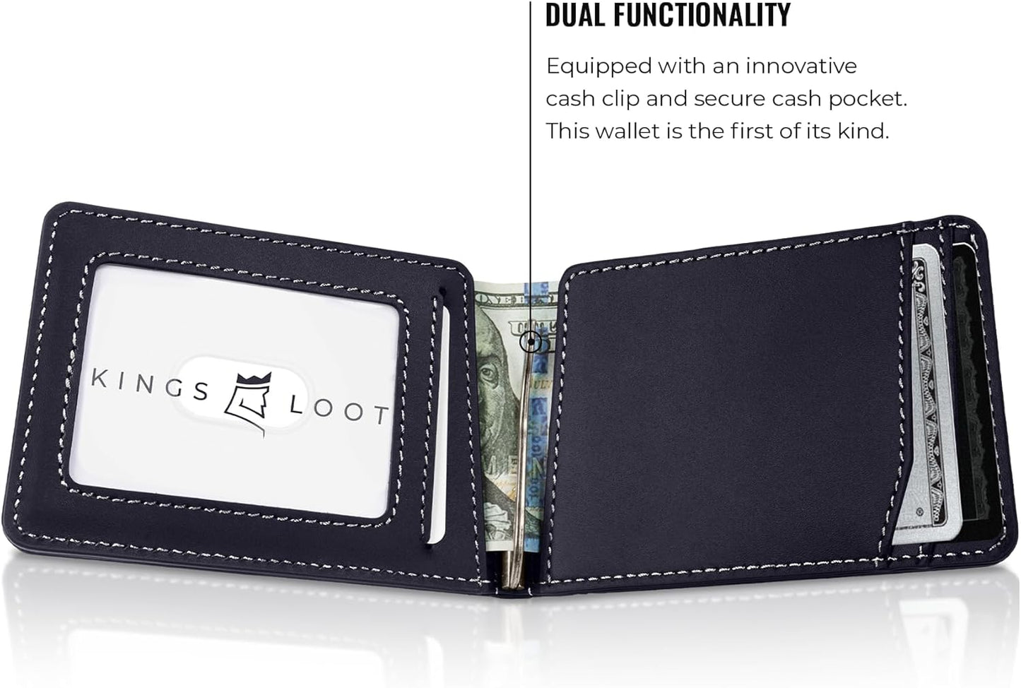 Kings Loot Wallet for Men | Customized Minimalist Slim RFID Blocking Leather Design with Cash Pocket & Card Pull Strap | Holds 1-15 Cards | Stylish & Durable Wallets