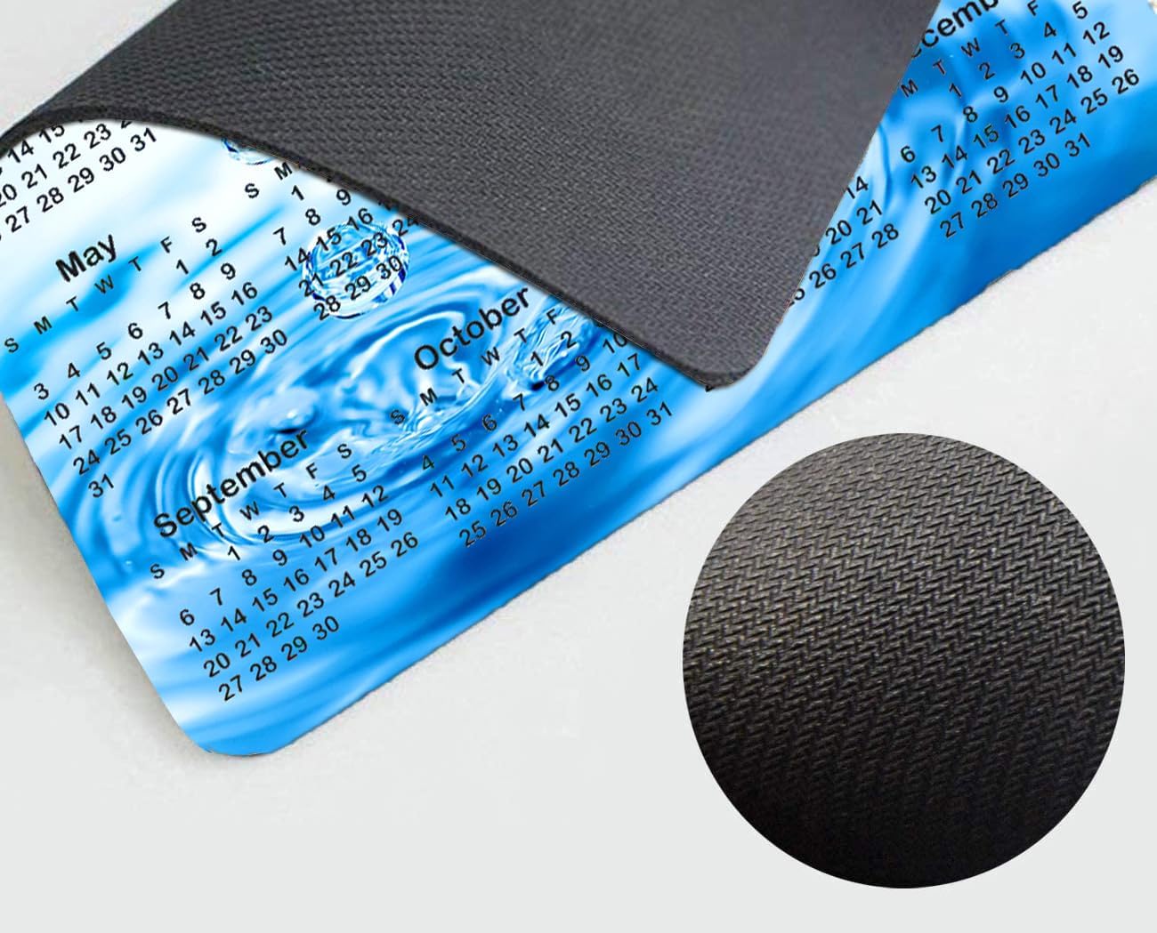 Calendar Mouse pad, 2026 Water Drop Background Calendar Natural Rubber Mouse Pad, Quality Creative Gaming Rectangle Mouse Personalized Desk Mouse Pad 9.5 inch x 7.9 inch