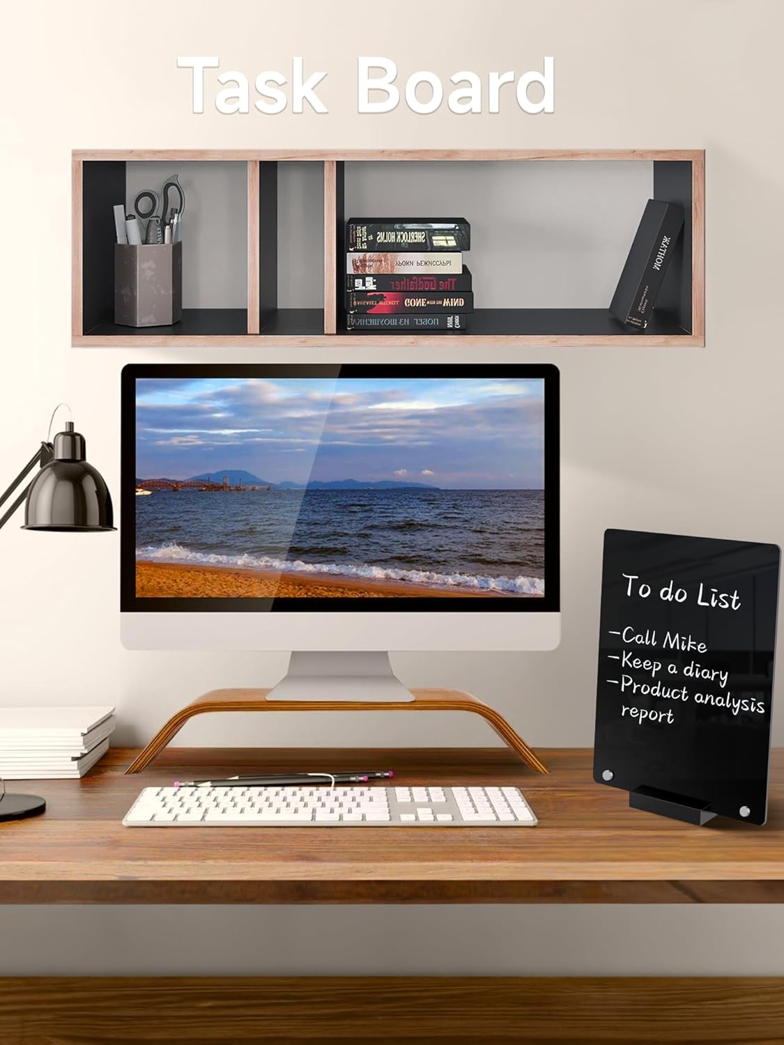 2 PCS Desktop Black Dry Erase Board with Stand - 12” x 8” Small Acrylic Black Board with Marker and Magnetic Clip, Reusable Desk Notepad, to-Do List, Menu Board Signs for Bar, Office, Home