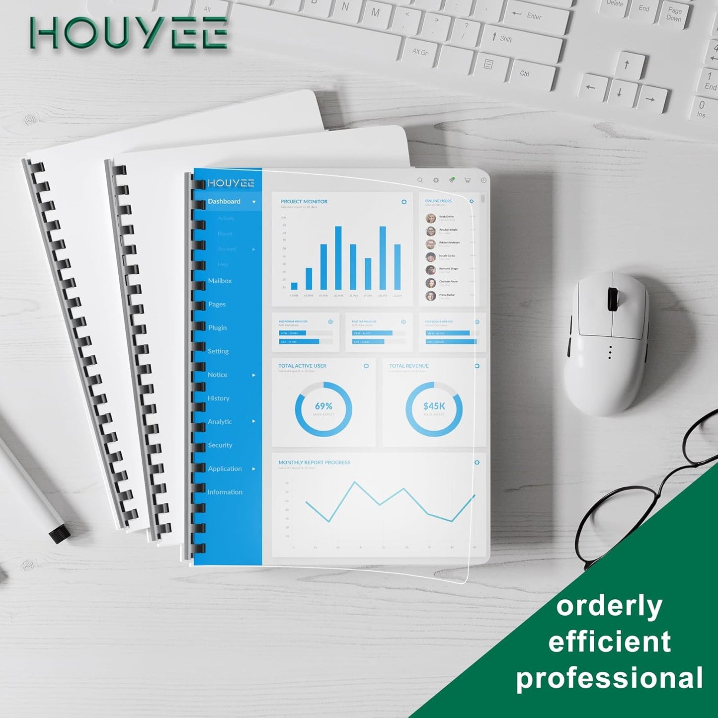 HOUYEE 100 Pack Clear Binding Presentation Covers, PVC Clear Covers for Binding,10 Mil, 8-3/4 x 11-1/4 Inches, for School Projects, Business Presentations, Personal Supplies, Oversize