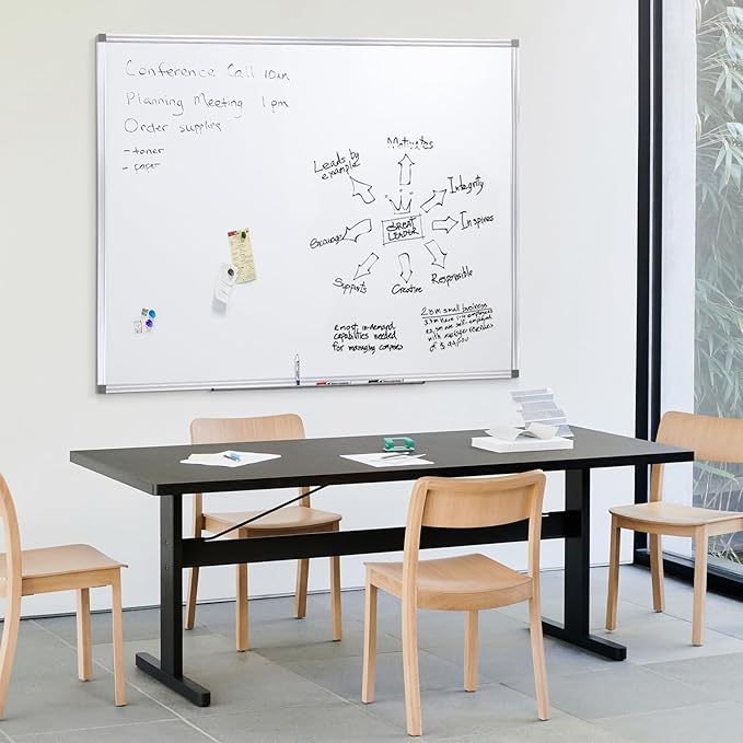 SWANCROWN Large White Board Dry Erase 60" x 48" Presentation Magnetic Whiteboard with Long Pen Tray, Dry Erase Board for Wall, School, Office and Home 5' x 4'