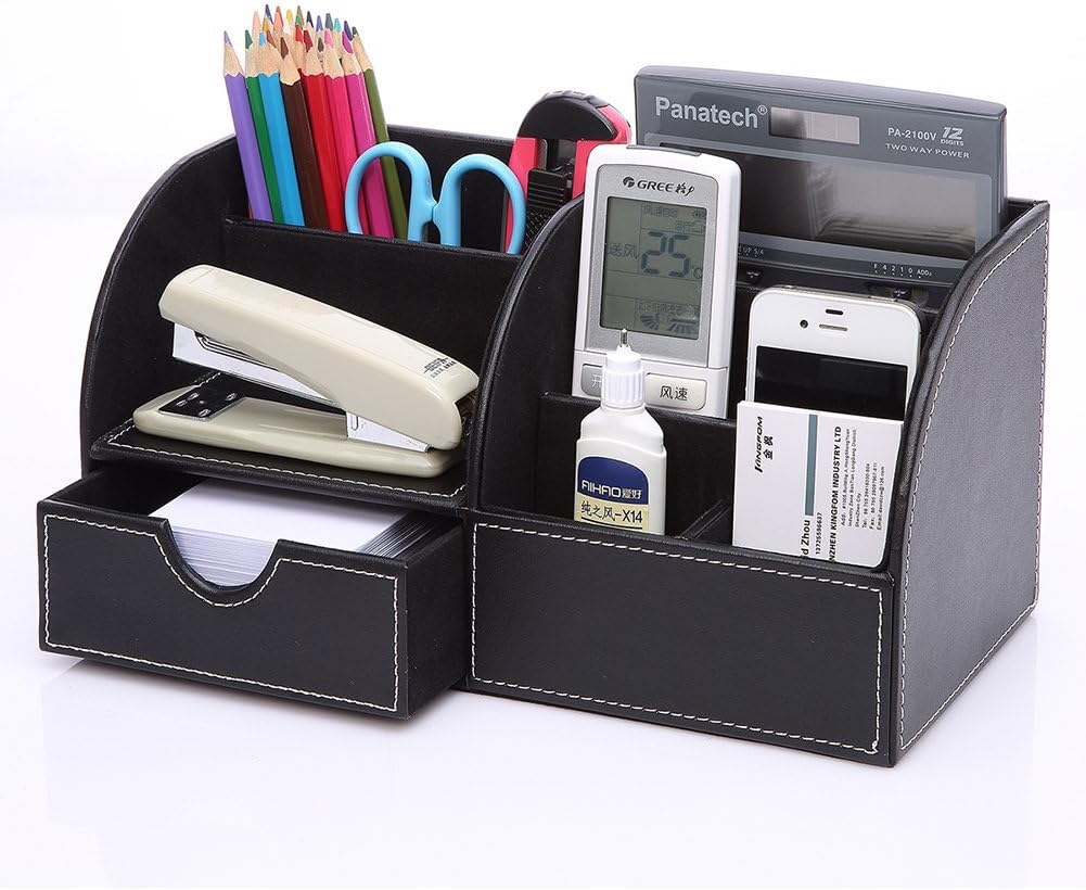 KINGFOM Desk Organizer Set 9 PCS Office Supplies Set File Holder Cabinet, Desk Organizer Drawer,Tissue Box Cover,Organizer Box,Mouse Pad,Desk Pad, Notepaper Holder, Crystal Holder and Coasters Set