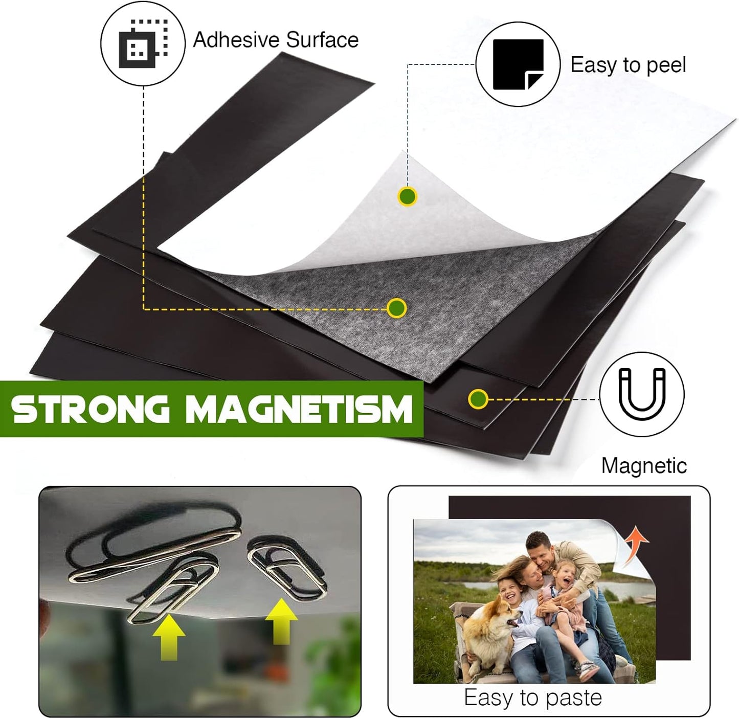 Magnet Sheets with Adhesive for 5x7 Pictures(Pack of 20),Magnetic Adhesive Sheets,Photo Magnets for Home/Classroom