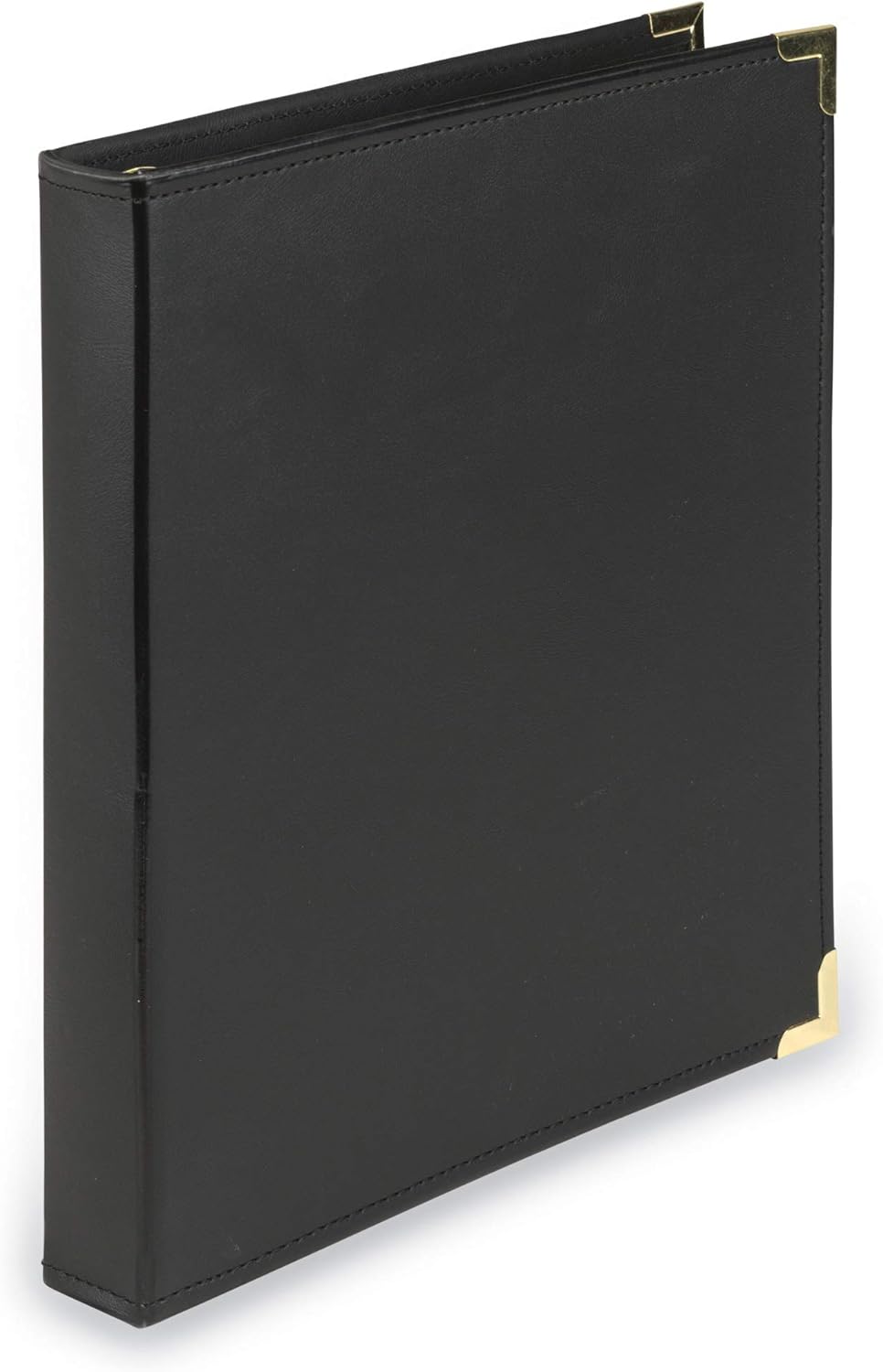 Samsill Leather Binder, Classic Collection, 3 Ring, Executive Presentation Portfolio, 1 Inch (Holds 200 Sheets), Brass Round Ring, Black