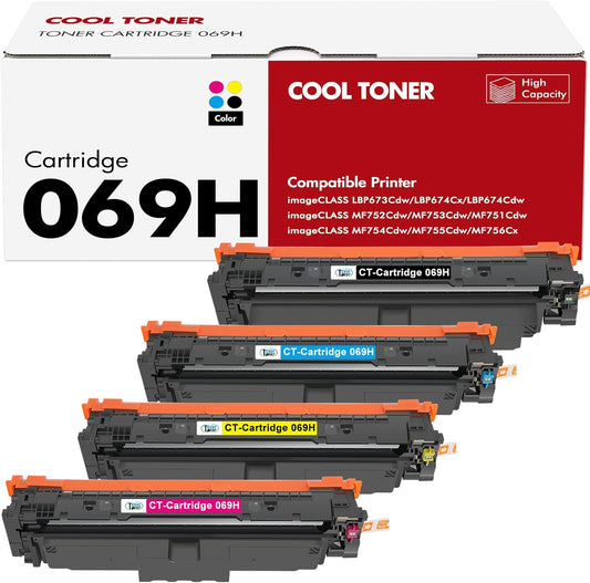 069H Toner Cartridge Set MF753Cdw Compatible Replacement for Canon MF753Cdw Toner Cartridges 069H 069 for Canon imageCLASS MF 753Cdw MF751Cdw MF752Cdw LBP674Cdw LBP674Cx LBP673Cdw (B/C/Y/M, 4 Pack)