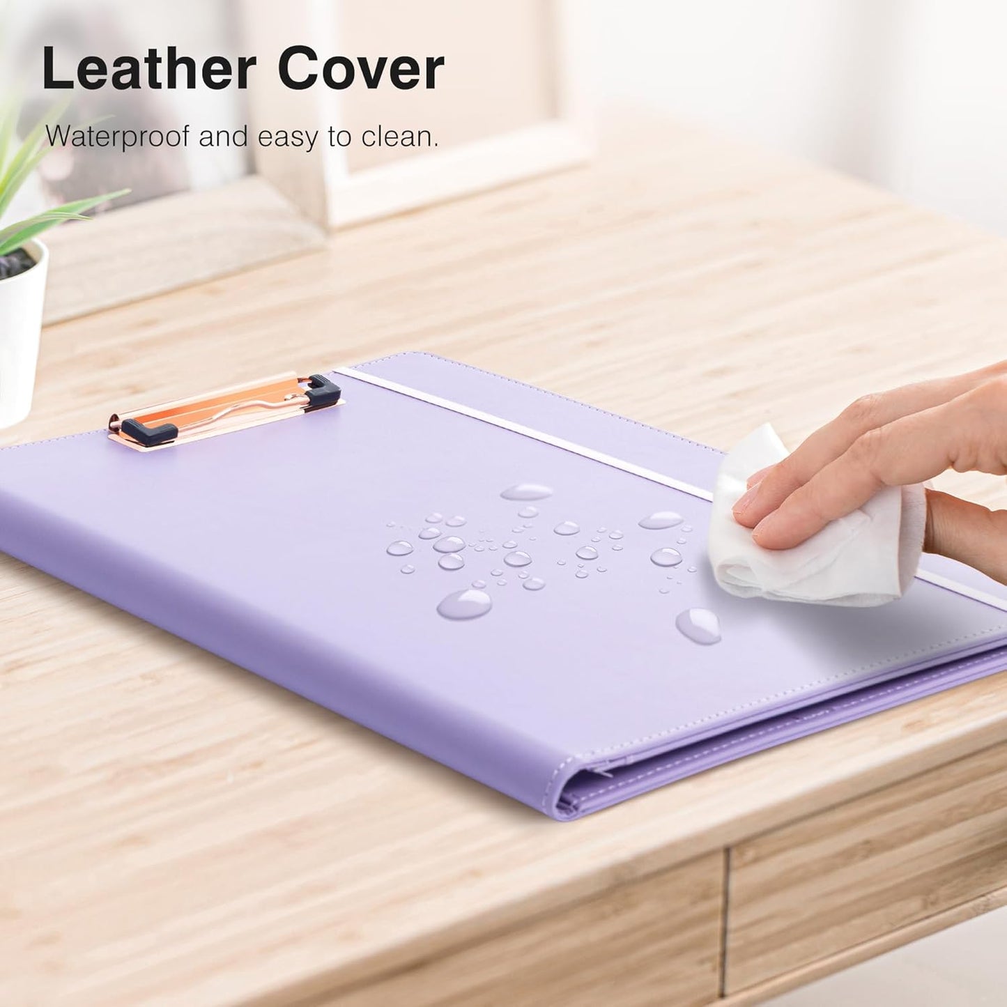 Ospelelf Foldable Leather Clipboard Folio with Notepad 8.5 x 11, Purple Business Padfolio for Women Portfolio Organizer