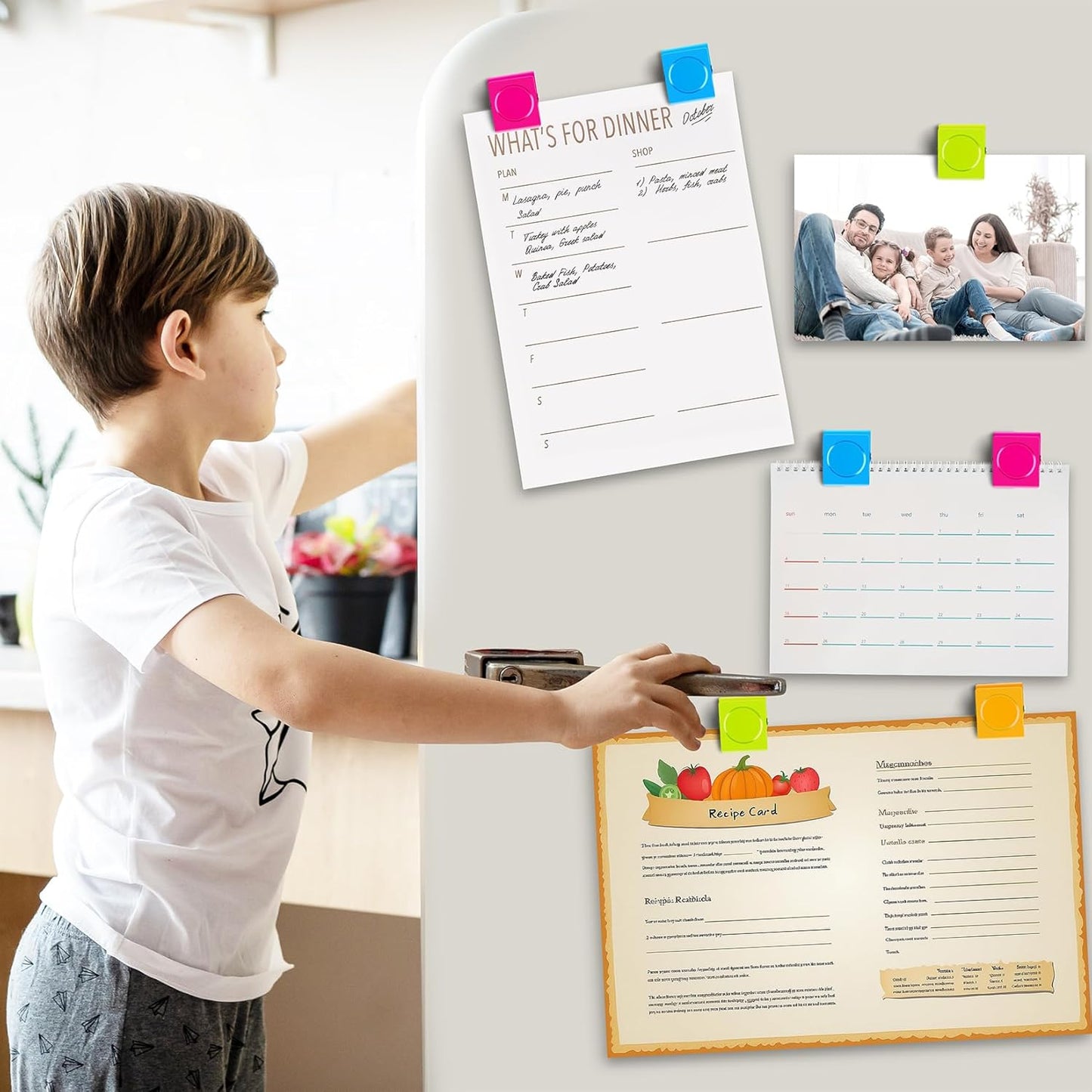 Grtard 8 Pack Magnetic Clips Heavy Duty, Colorful Strong Fridge Magnet Clips Heavy Duty, Metal Magnet Clips for Fridge, Clip Magnets, Magnetic Clips for Refrigerator, Locker, Whiteboard, Home, Office