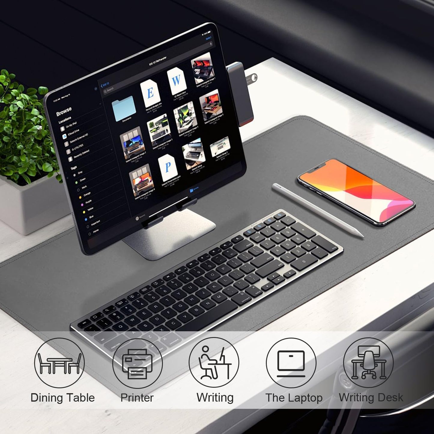 Leather Desk Pad Protector, 39.4'' X 17'' Large Mouse Pad, Office Desk Mat, Non-Slip PU Leather & Suede Base Desk Blotter, Laptop Desk Pad, Desktop Mat for Office Home, Dark Gray