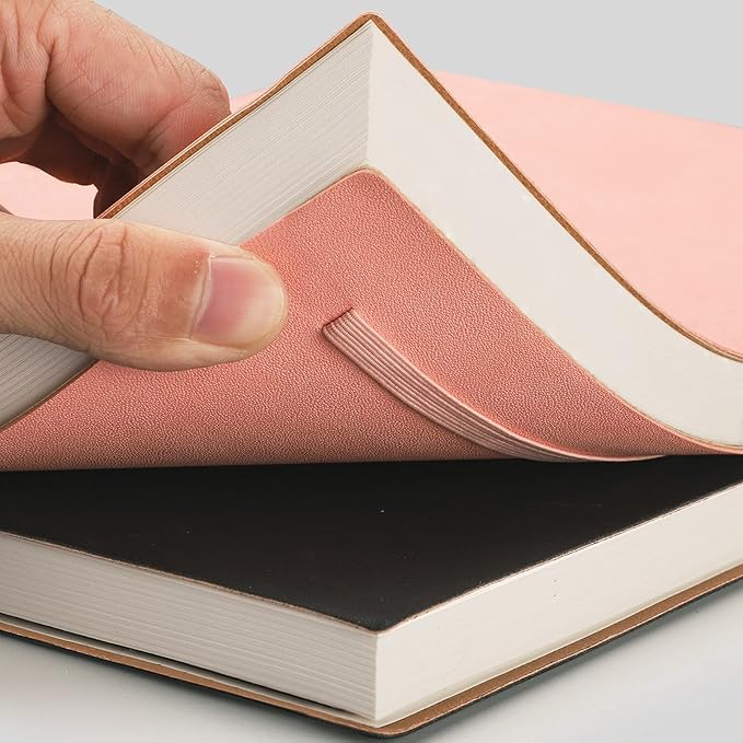 AHGXG Bullet Dotted Journal 2 Pack - B5 Large Journal Dot Grid Notebook (7.6'' X 10'') with Thick 120gsm Dot Paper, Soft Leather Cover, Total 384 Pages, Inner Pocket - BlackPink