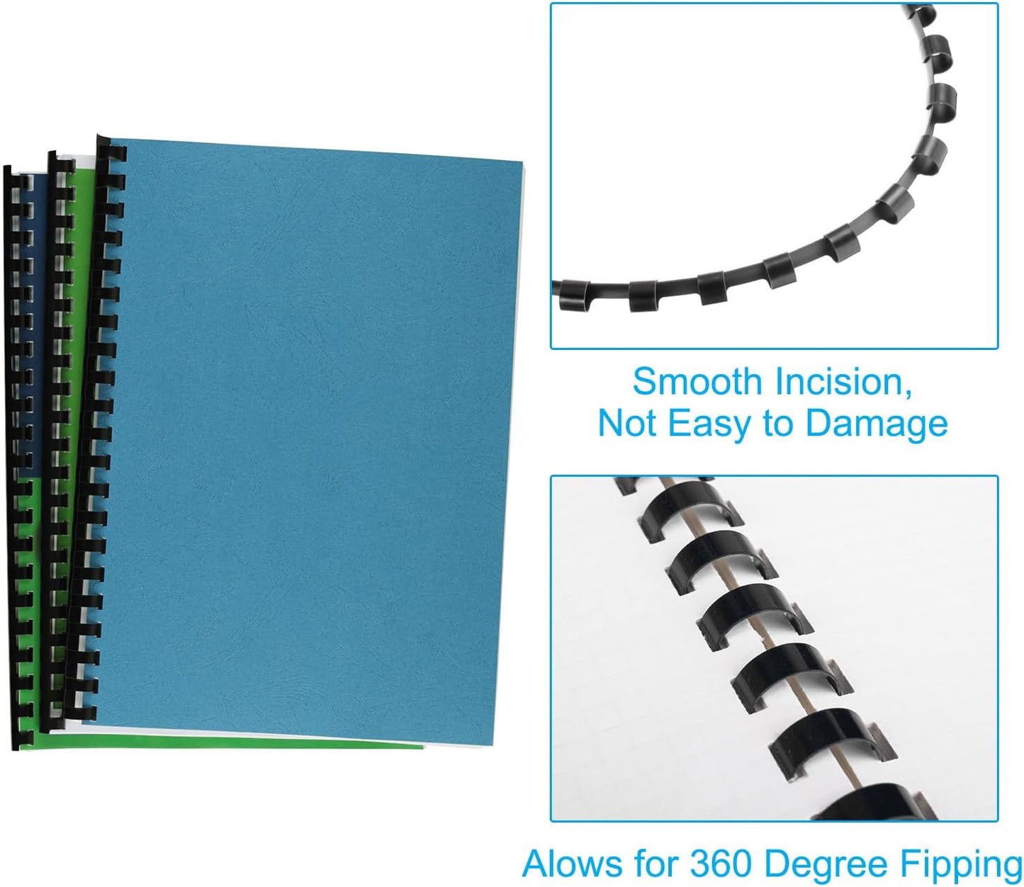 PATIKIL 10mm (3/8") Plastic Binding Combs, 50 Pcs 21 Rings Comb Binding Spines 60 Sheet Capacity Letter Size for Binding Paper Sheets, Red