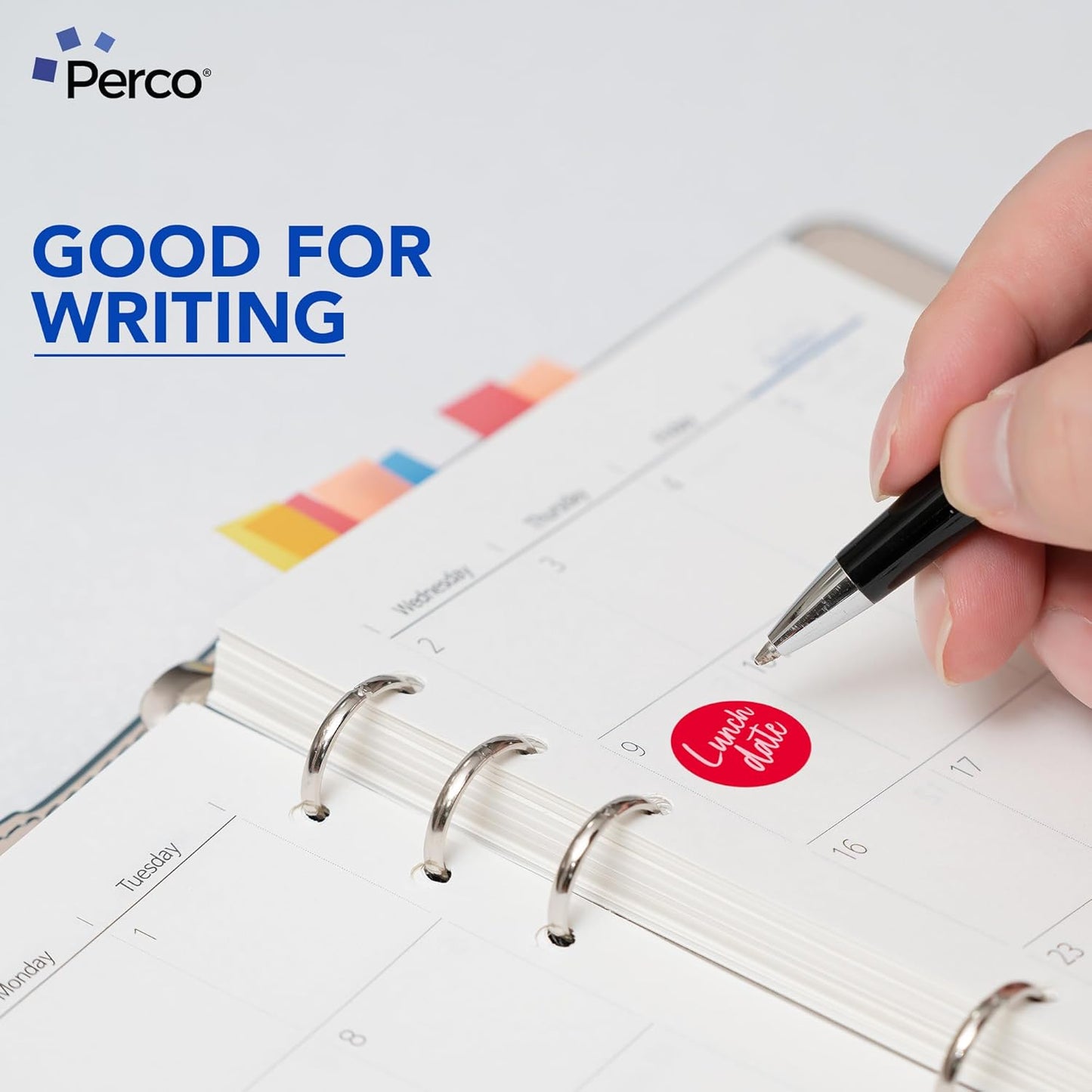 Perco Red 1-Inch Round Circle Dot Sticker Labels - Multi-Roll Pack (3 Rolls, 1,000 Labels Each) - Permanent Adhesive, Vibrant Colors, Strong Hold - Perforated for Easy Use - Made in USA