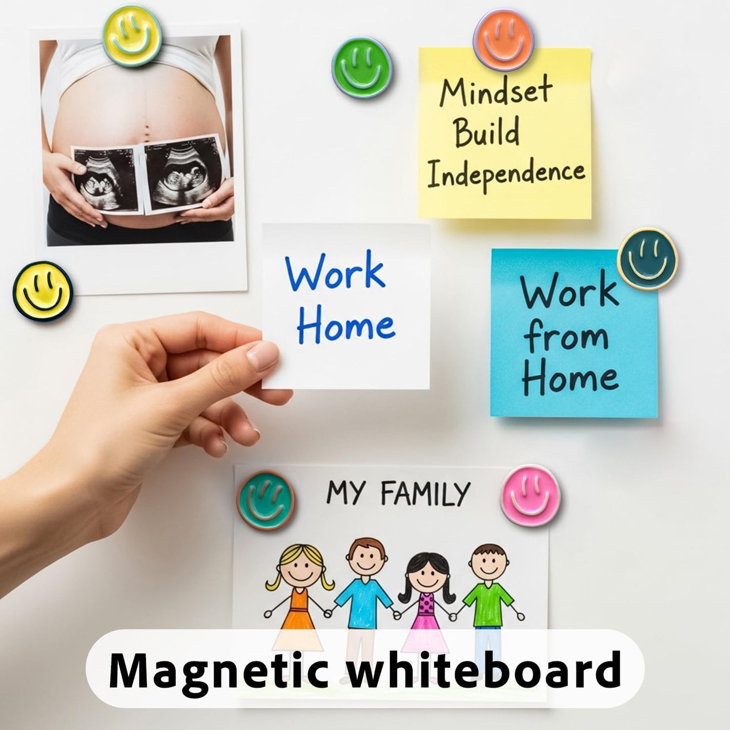 Qualsen 12 Pcs Cute Fridge Magnets, Fun Colorful Decorative Smiley Face Magnet for Lockers, Whiteboard, Offices, Schools and Homes, Locker Magnets for Girls