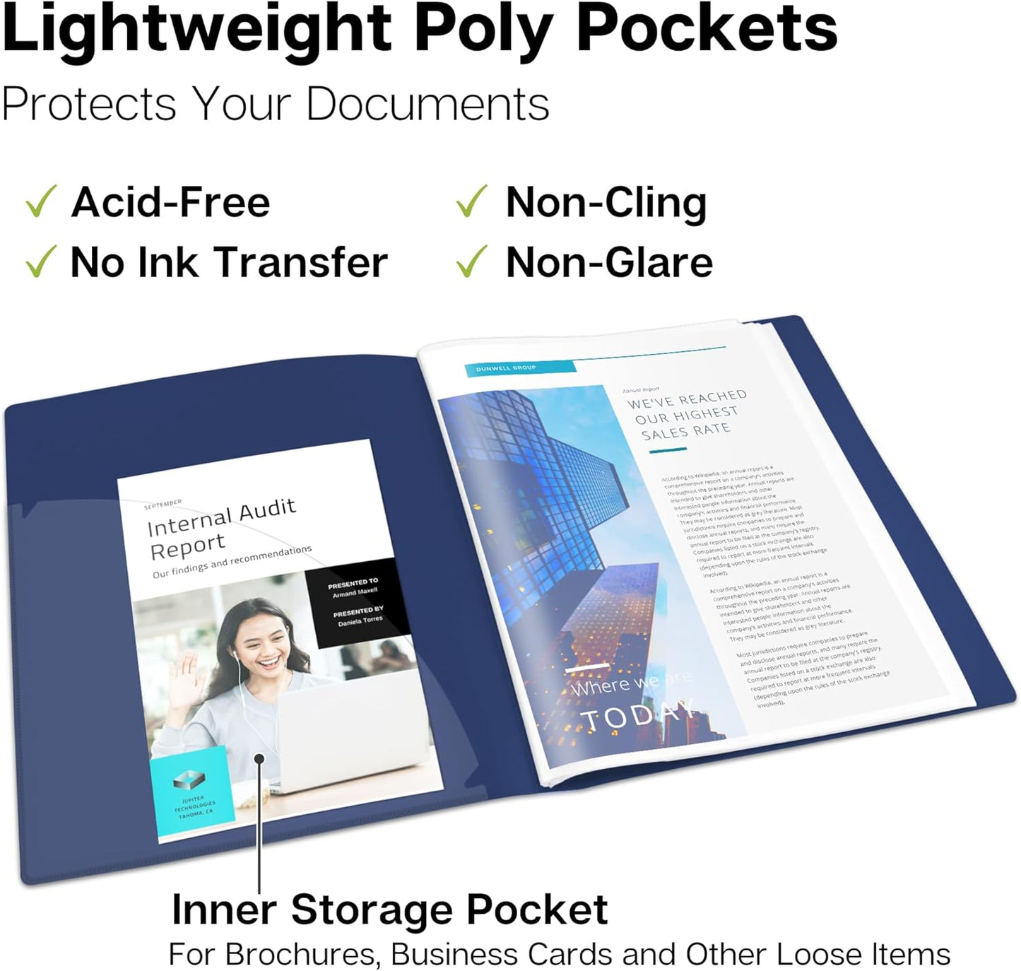 Dunwell Presentation Binder 24-Pocket, Displays 48 Pages, 8.5x11 Portfolio Binder with Plastic Sleeves, Storage and Organizer for Documents, Certificates, Projects, Photos (3 Pack, Assorted)