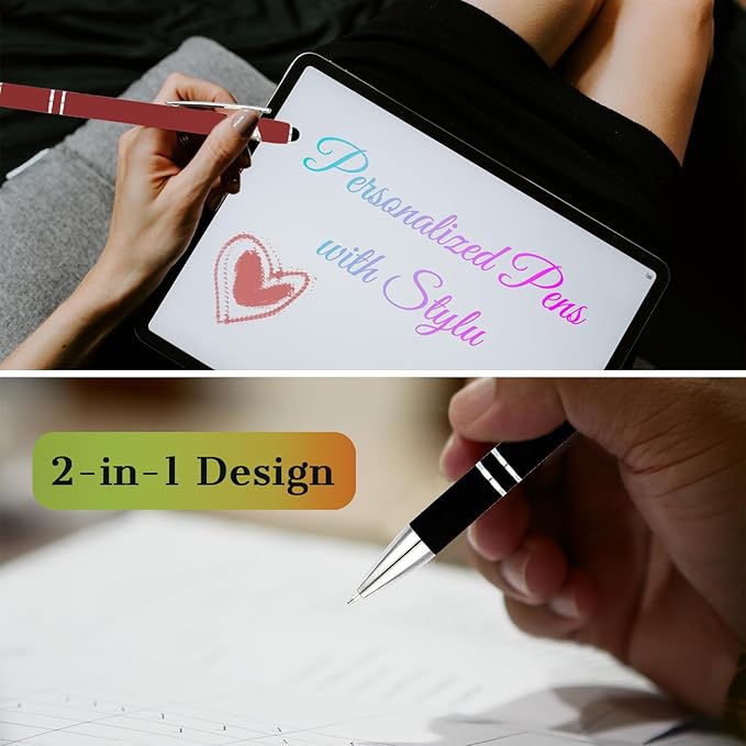 Personalized Pens with Name Logo or Message, Up to 1200 pcs Bulk Custom Metal Ballpoint Pen with Black Ink Customized Gift for Business, Graduation and Promotions (Dark Red)