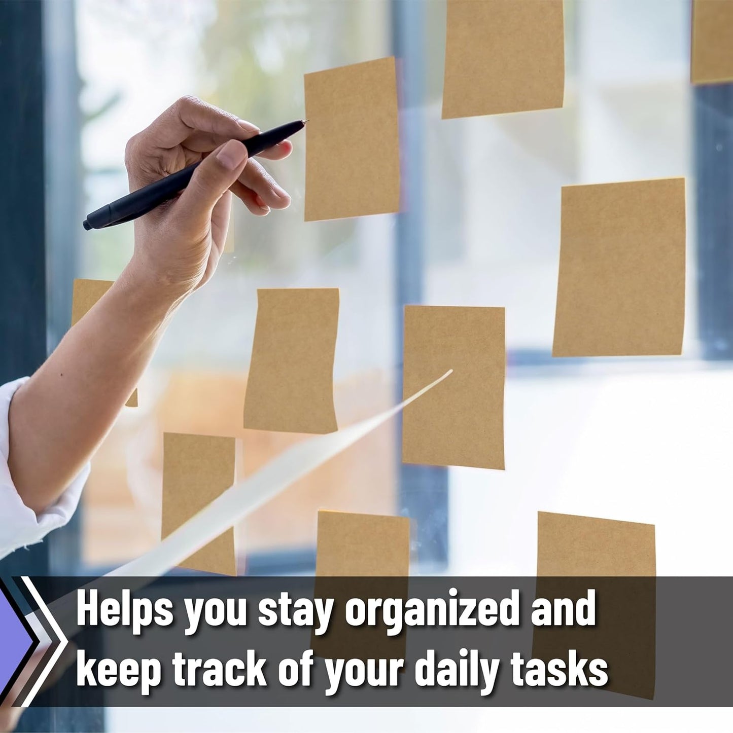 Mr. Pen- Kraft Sticky Notes, 3”x3”, 12 Pads, Self-Stick Note Pads, Brown, Craft Paper 3x3 Sticky Notes