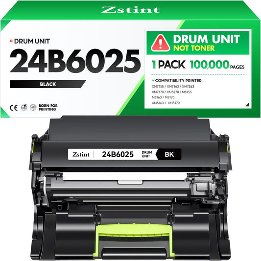 24B6025 Imaging Unit (Not Toner) Black 1-Pack High Yield Replacement for Lexmark 24B6025 Drum Unit Compatible with Lexmark M5155 M5163 M5170 XM5163 XM5170 XM5263 XM7155 XM7155X Printers(100,000 Pages)