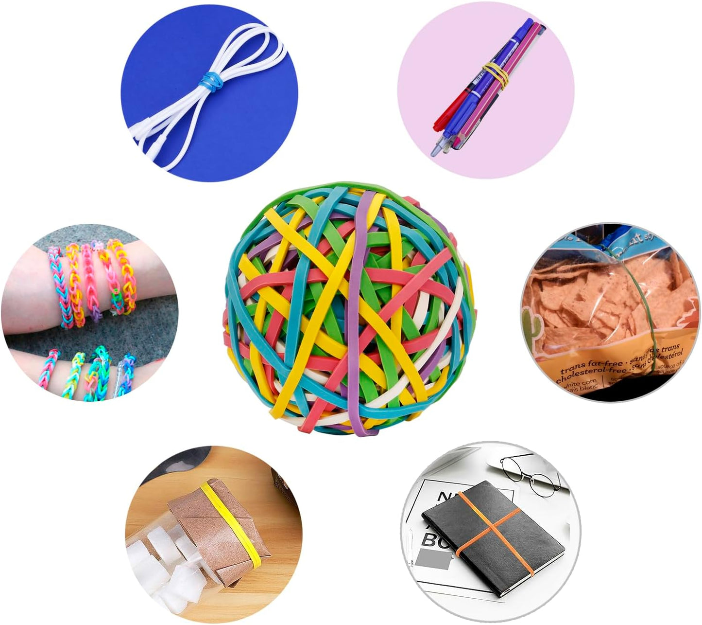 Eagle Rubber Band Ball, 170 Bands Per Ball, Assorted Colour