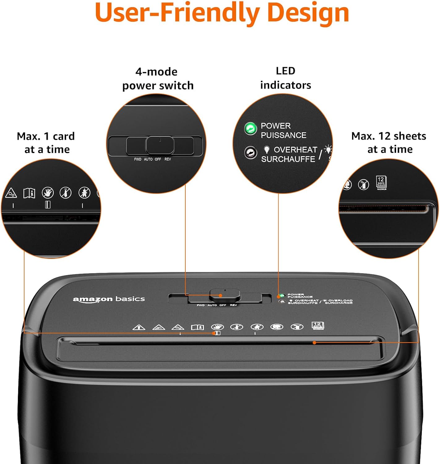 Amazon Basics Cross Cut Paper and Credit Card Shredder, 12 Sheet (New Model), Black