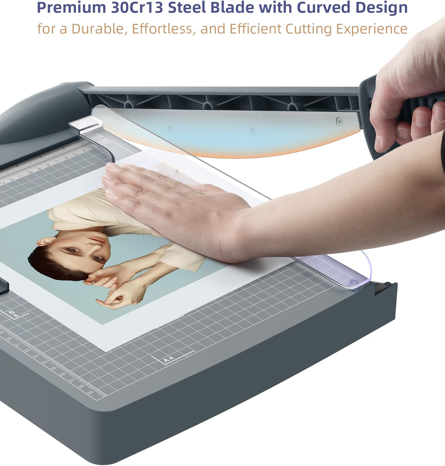 Firbon 12" Guillotine Paper Cutter, Heavy Duty 30-Sheet Capacity Trimmer for Cardstock, Photos, Scrapbooking, Office, Classroom, Studio (Gray)