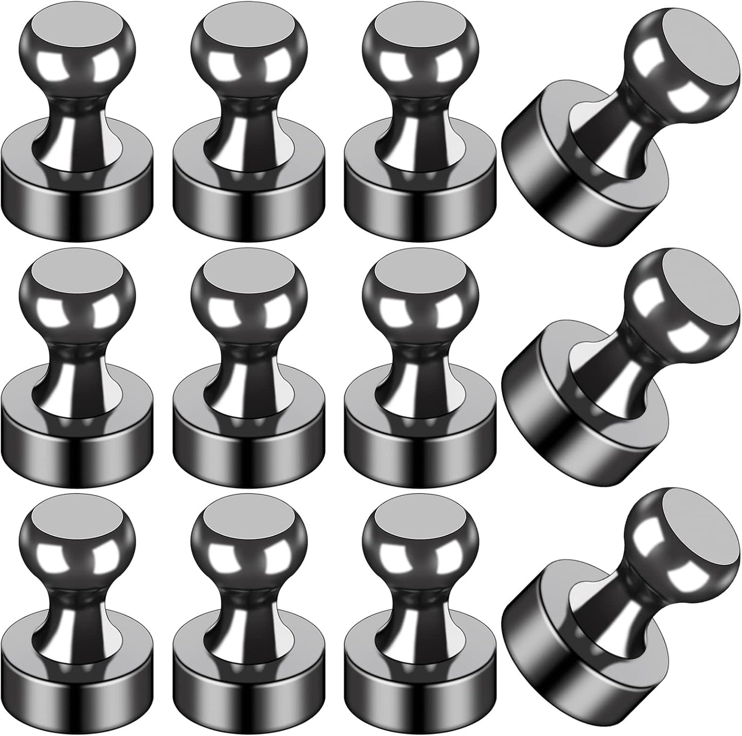 LOVIMAG 12Pcs Black Fridge Magnets, Small and Strong Magnets for Whiteboard, Office, Classroom, Map, Kitchen