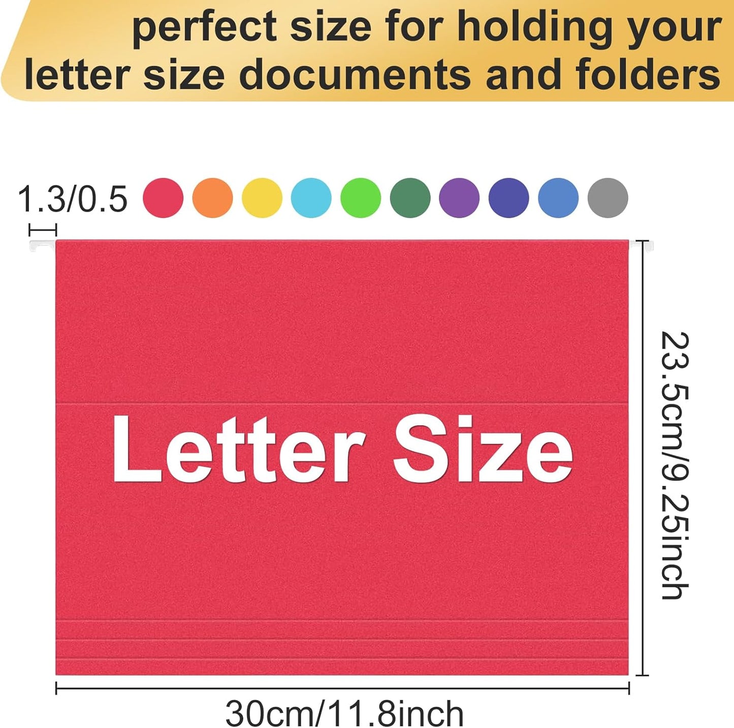 Hanging File Folders, 30 Pack Letter Size Hanging File folders with Tabs, Stay Organized for Your Home and Office Bulk File, Documents and Paper, 10 Colors