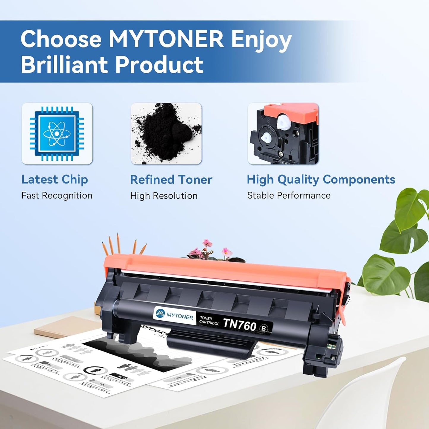 MYTONER Compatible Toner Cartridge Replacement for Brother TN760 TN-760 TN730/760 TN-730 High Yield MFC-L2690DW 2717DW MFC-L2750DW HL-L2350DW MFC-L2710DW HL-L2395DW Printer Black, 4Pack