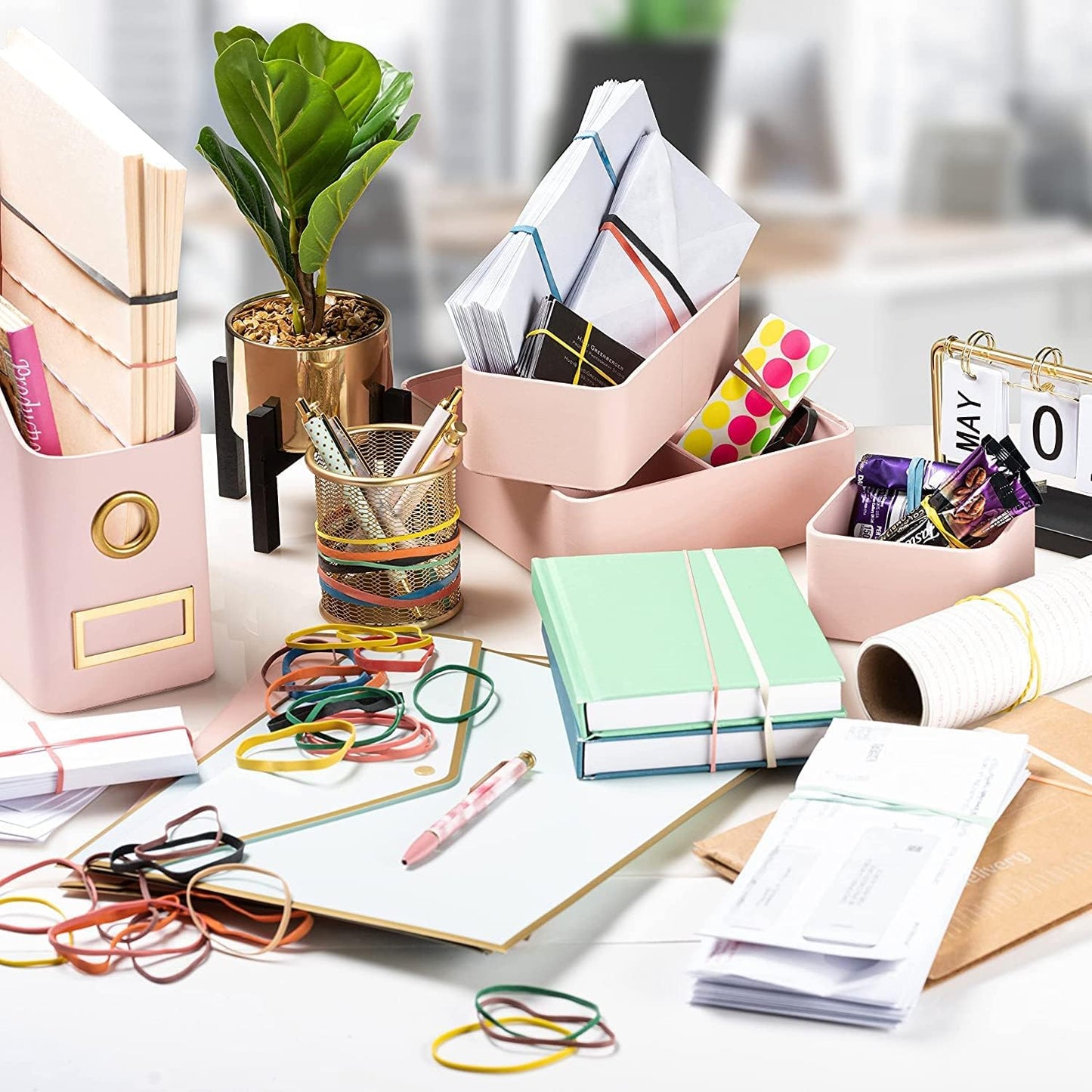 PlasticMill Purple Rubber Bands Size 33 (3 1/2" x 1/8") - #33 Colored Rubber Bands Office Supplies - Strong, Elastic Bands for Crafts, Balloon Garland, Cash, File Folders (100-Pack)