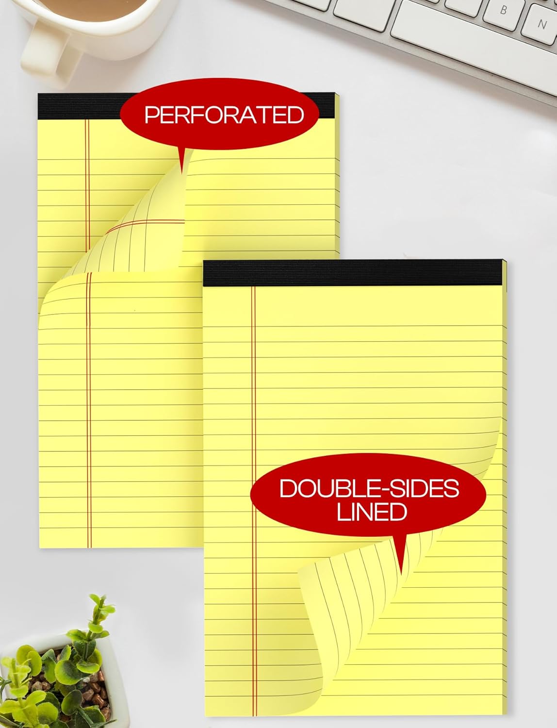Yellow Legal Pads 5×8 Small Notepads 4 Pack Yellow Note Pads 5×8 College Ruled Perforated Writing Pads 80 GSM Lined Pads of Paper Writing Tablets 5×8 Memo Pads for Office, Home, School, 30 Sheet/ Pad
