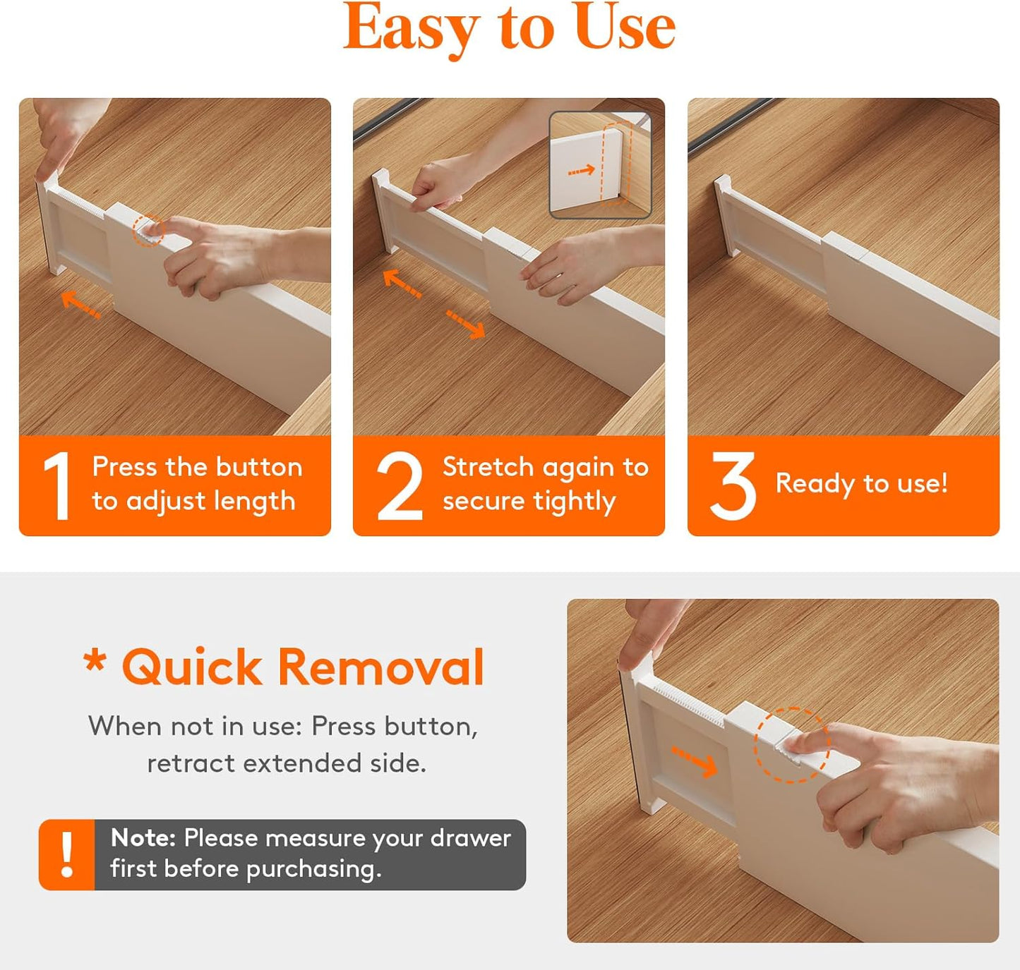 Lifewit 5 Pack Drawer Dividers 5" High, 13.5-22" Adjustable Clothes Organizers, Expandable Dresser Separators in Bedroom/Bathroom/Kitchen/Office