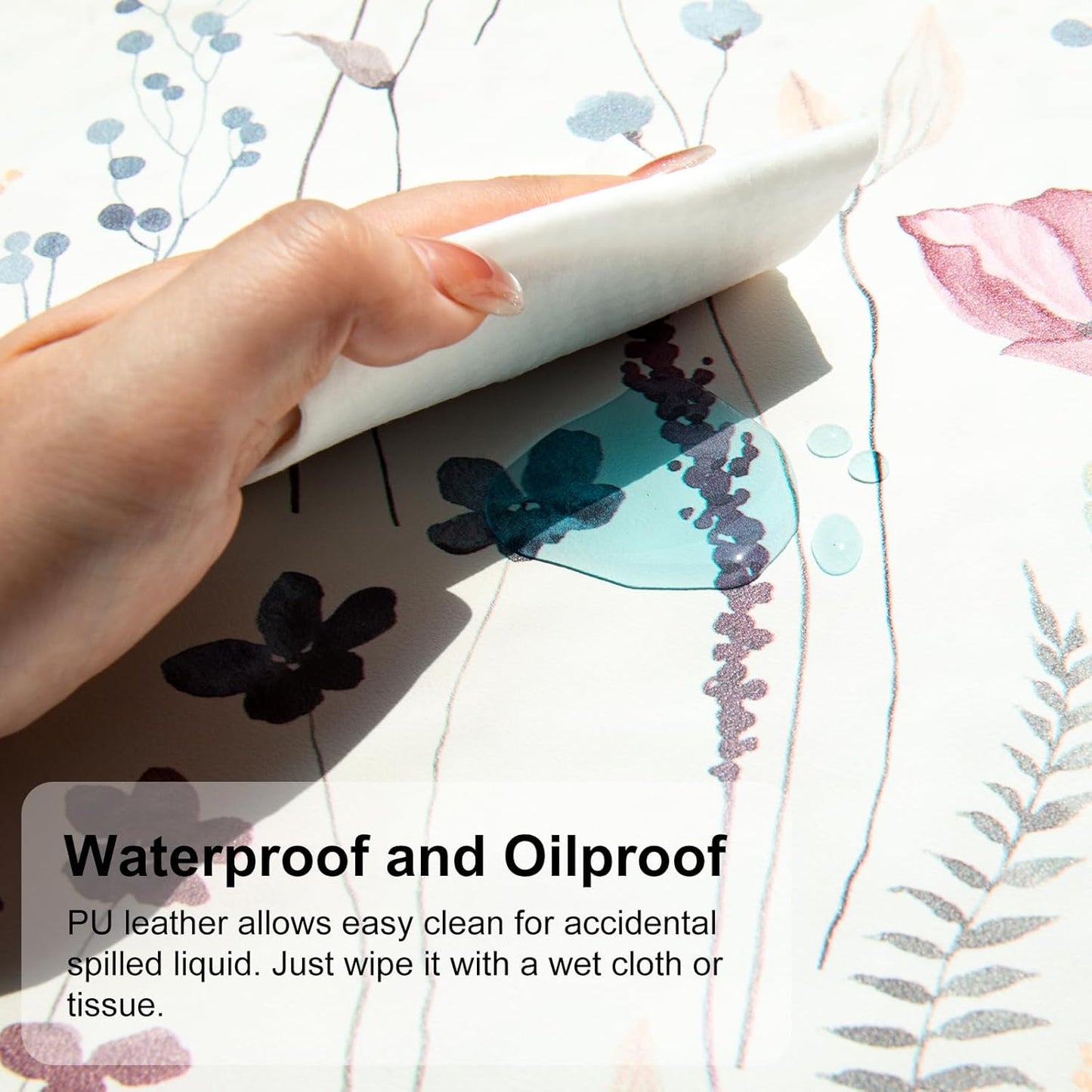 QiyI Large Mouse Pad, Cute Flower Desk Mat for Desktop, Women Girls Floral Office Décor Accessories, PU Leather Waterproof Big Gaming Mousepad, Wildflowers Desk Pad Computer Mat, 31.5" x 11.8"