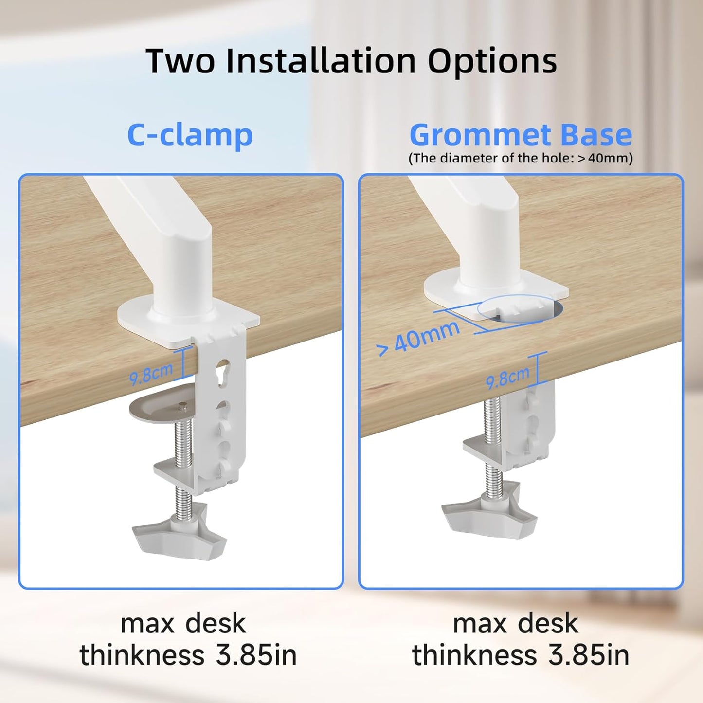 Suptek Ultrawide Monitor Arm Mount for 17 to 49 Inch Heavy Duty Curved Screen,Holds 46.2 lbs,Adjustable Gas Spring Monitor Arm Desk Mount Stand,75/100 Vesa Mount,White(MD71LW)