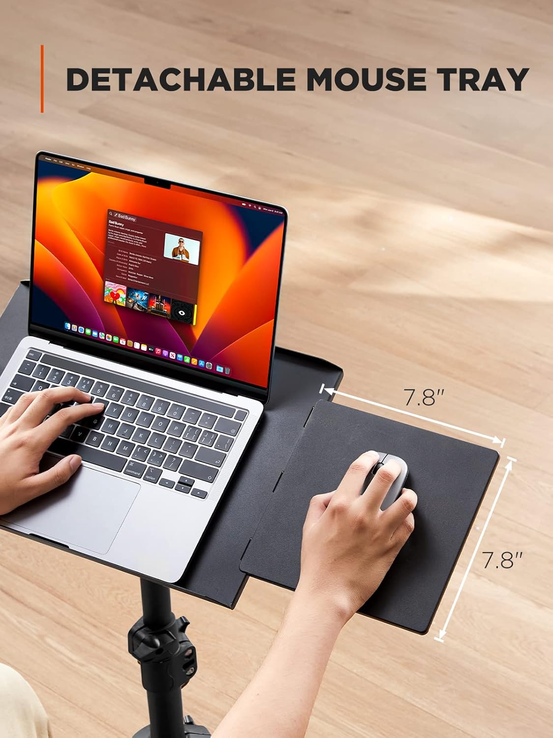 AMADA HOMEFURNISHING Foldable Projector Tripod, Multipurpose Laptop Stand with Removable Mouse Tray, Adjustable Height 25-63 Inch, Outdoor Movie Projector Stand, AMPS03