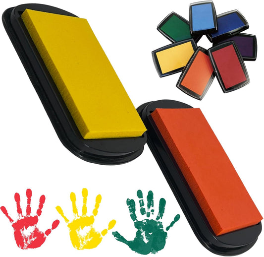 7 Washable Ink Pads for Rubber Stamps, Letter Stamps, Paw Print Stamp Pad For Dogs, Baby Footprint, Fingerprint, Stamp Pads For Kids on Scrapbooking, Card Making Supplies- Large Safe Non-Toxic Ink Pad