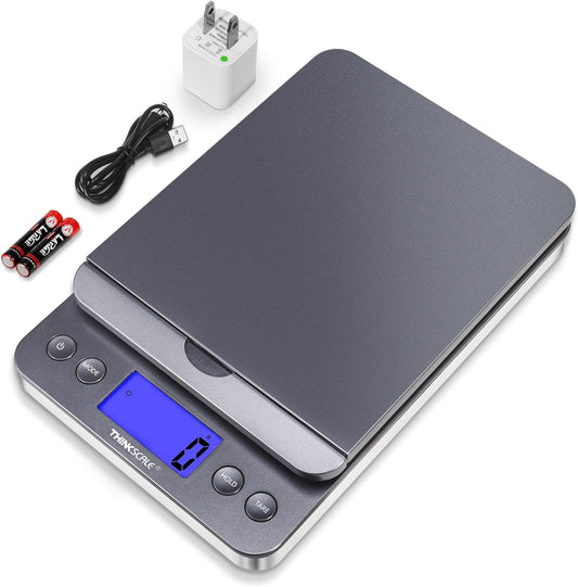 THINKSCALE Shipping Scale, 86lb/0.1oz Postal Scale with Hold and Tare, Scale for Packages, LCD Display, Postage Scale, Mail Scale, Shipping Scale for Small Business, Batteries & AC Adapter