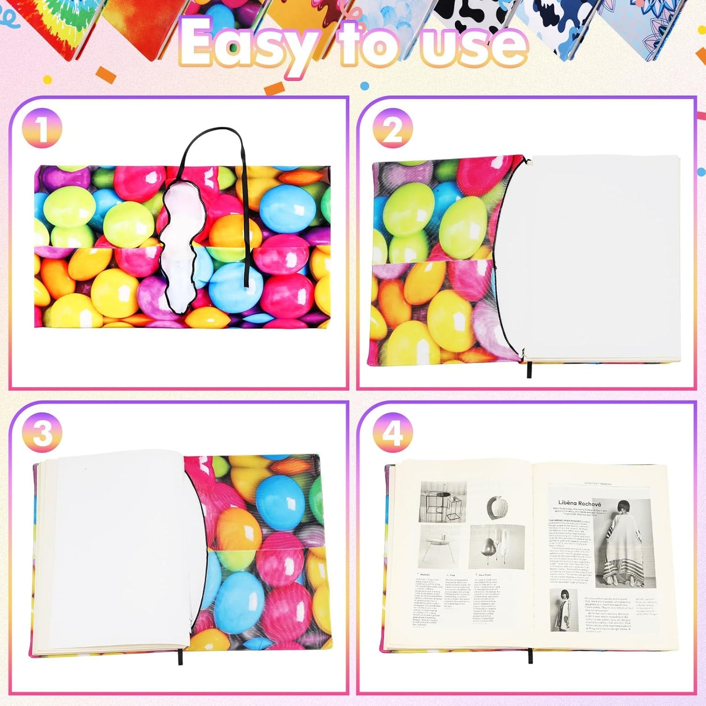 Sherr 14 Pack Stretchable Book Covers Reusable Jumbo Bookcloth 9" x 11" Durable Washable Back to School Book Cover Protector for Most Hardcover Books Textbooks(Multicolor,Modern)