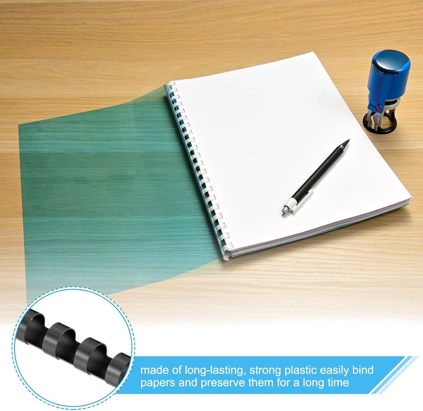 PATIKIL 6mm (1/4") Plastic Binding Combs, 100 Pcs 21 Rings Comb Binding Spines 20 Sheet Capacity Letter Size for Binding Paper Sheets, White