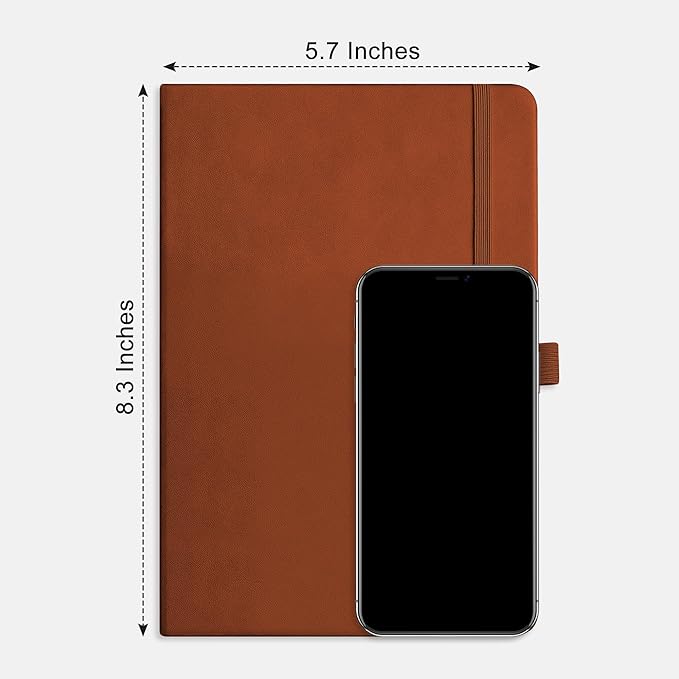 RETTACY Graph Grid Paper Notebook, 2-Pack, 192 Pages per Pack, A5 Medium Size (5.7'' x 8.3''), Leather Hardcover, 100 GSM Thick Paper, for School, Students, Math, Engineering (Black & Brown)