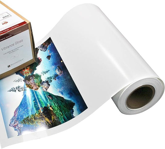 Vibrance Gloss Photo Printer Paper 10 mil 255 gsm Glossy Finish Premium Photo Paper Roll on 3inch Core 36 inches x 100 feet Works with Most Inkjet Printers Including Professional Makes and Models